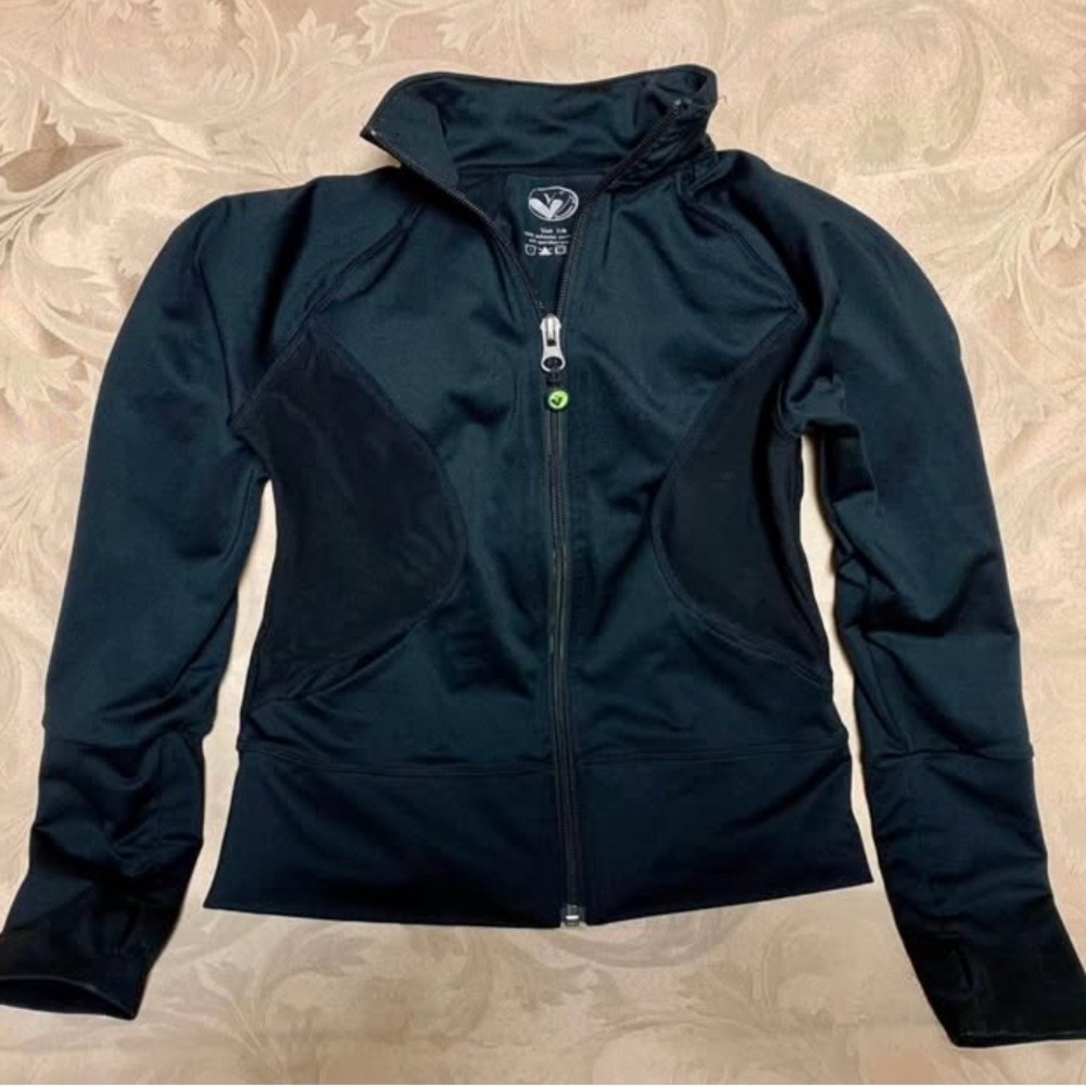 Limeapple Big Girls Sport Zip Up Black 7/8 with Thumbholes